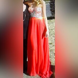 Red Strapless Prom Dress with Sequin Bodice Size 4